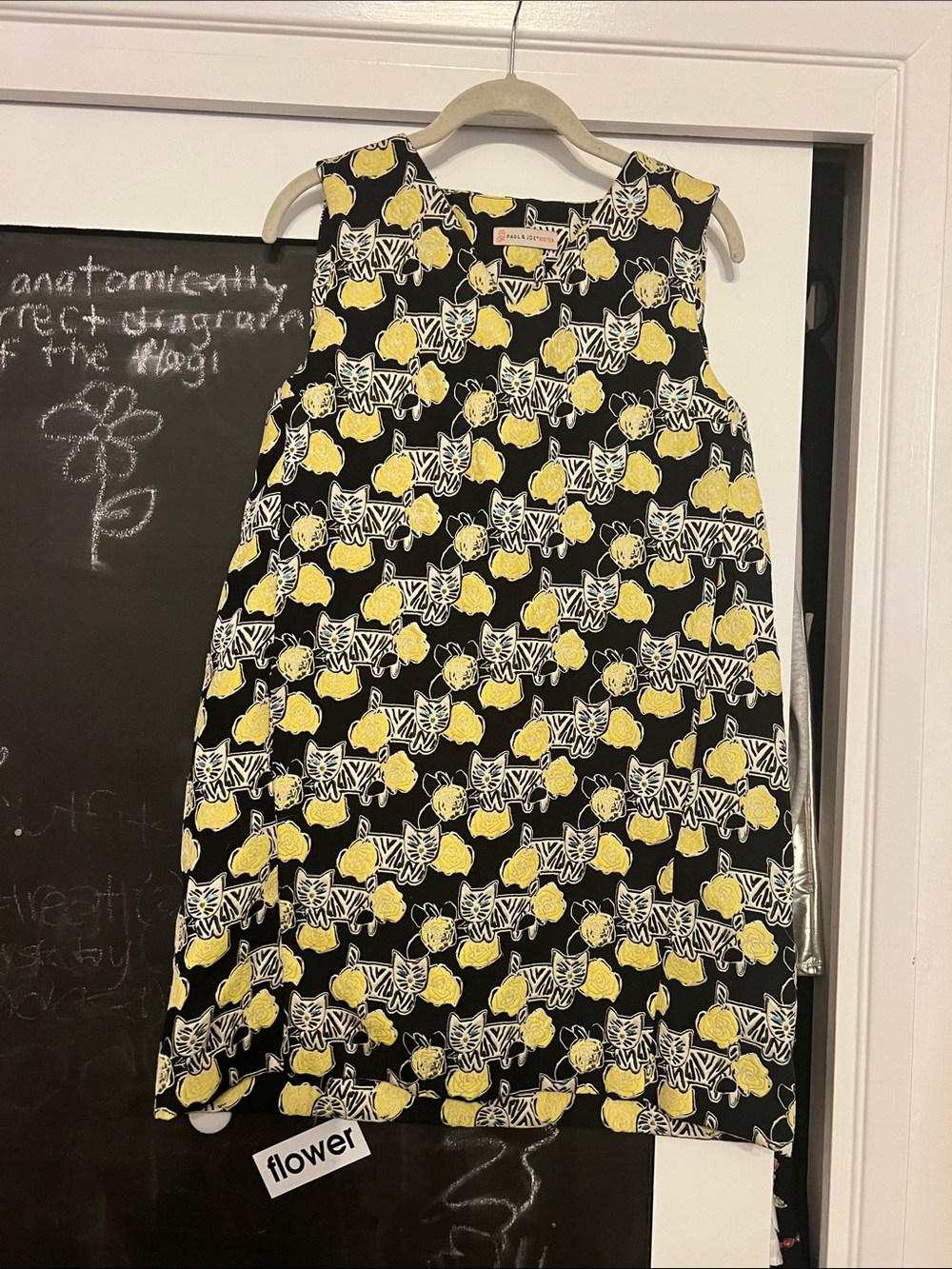 Women Black & Yellow kitty Sleeveless Dress